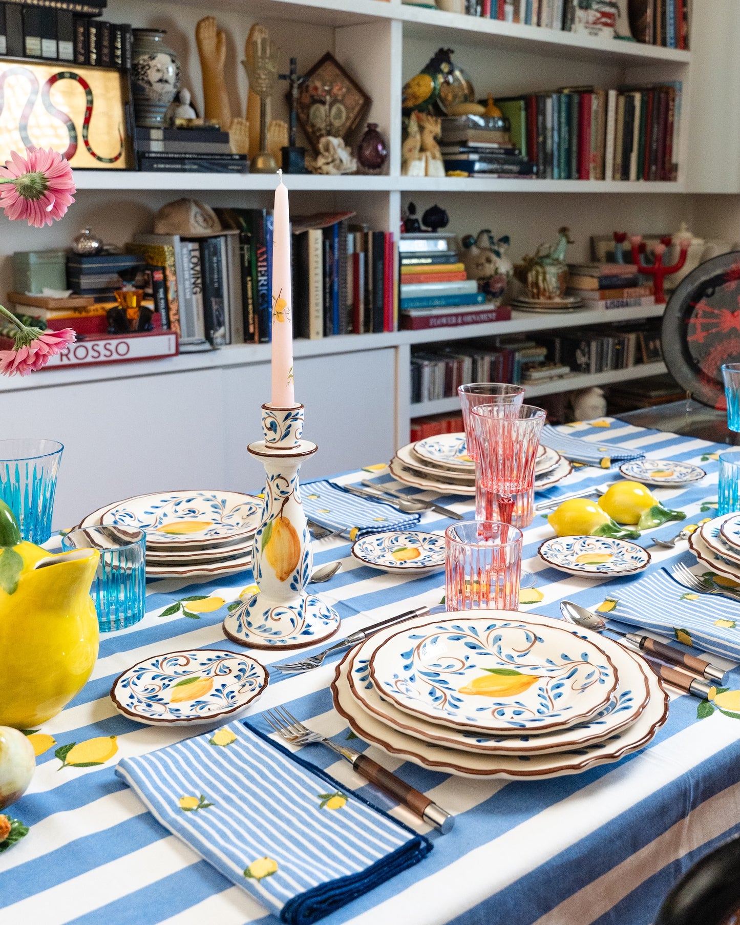 Positano Hand-Painted Ceramic Candlestick Holder