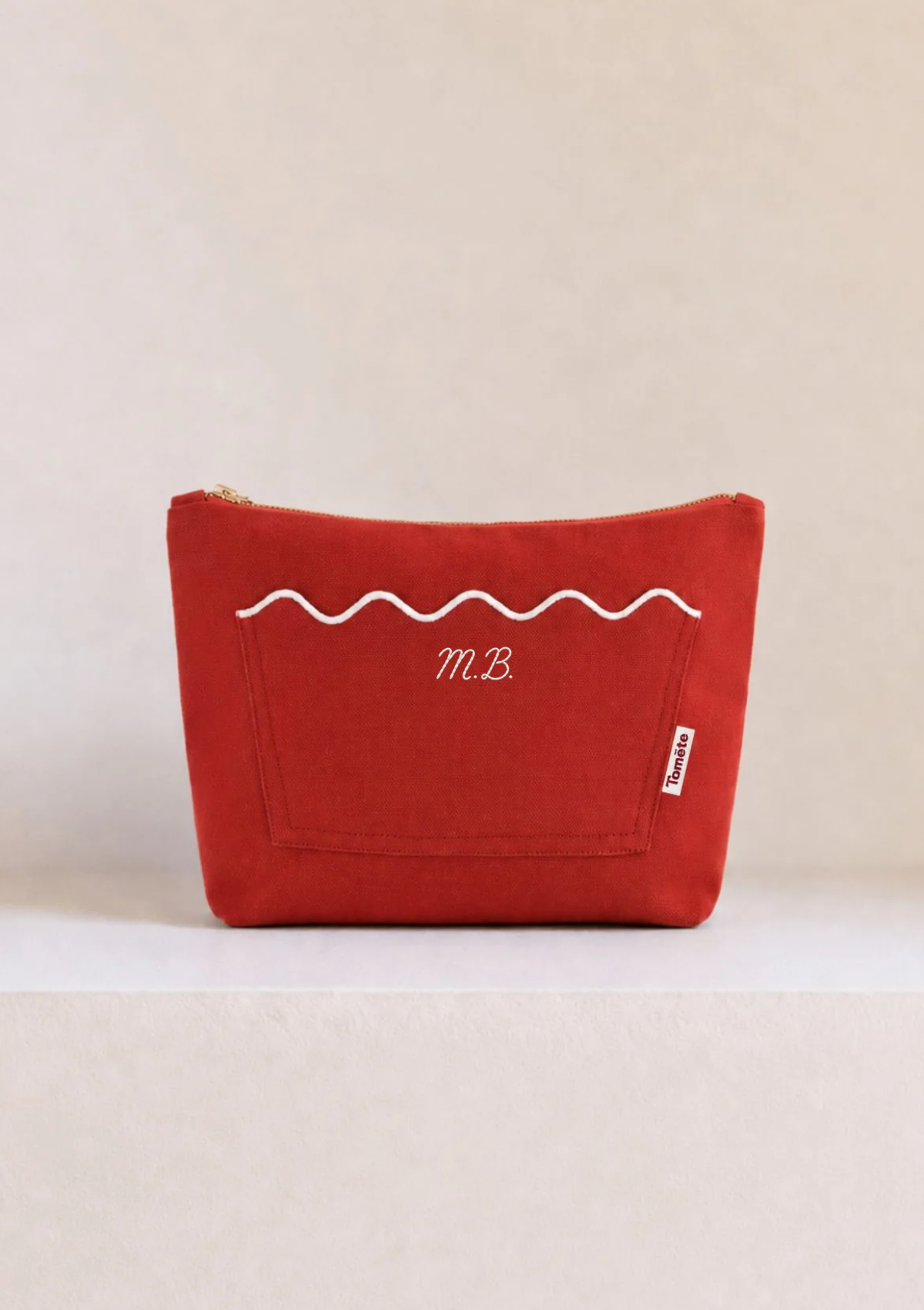 Wavy Pouch in Red & White