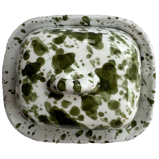 Mini Green Splatter Butter Dish