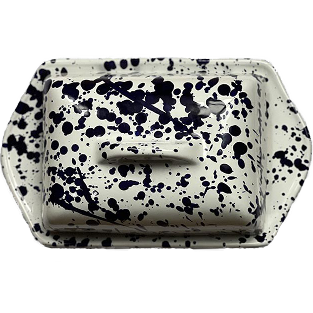 Large Butter Dish – Blue Dots