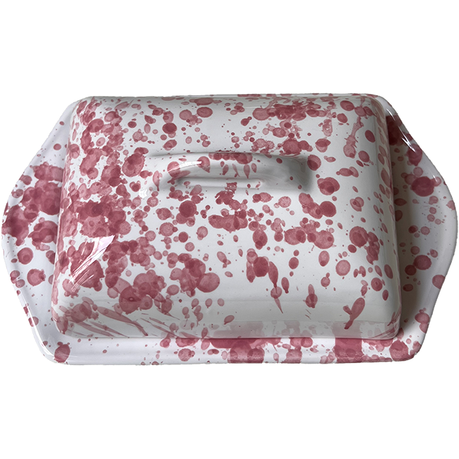 Large Butter Dish – Pink Dots