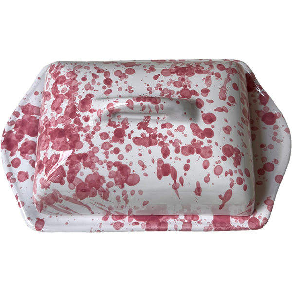 Large Butter Dish – Pink Dots
