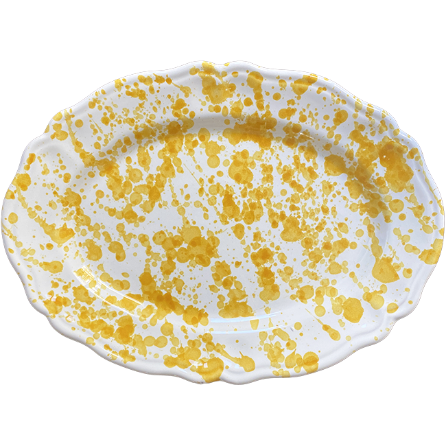 Ochre Dotted Oval Platter - 32 cm