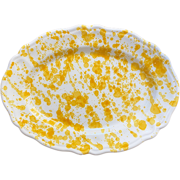 Ochre Dotted Oval Platter - 32 cm