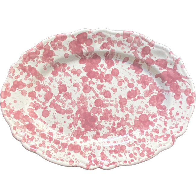Pink Dotted Oval Platter - 32 cm