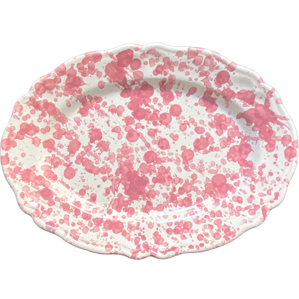 Pink Dotted Oval Platter - 32 cm