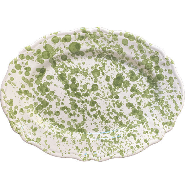 Green Dotted Oval Platter - 32 cm