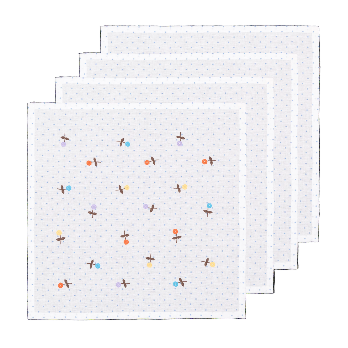 Hand Embroidered Flower Confetti Napkins 18" x 18" (Set of 4)