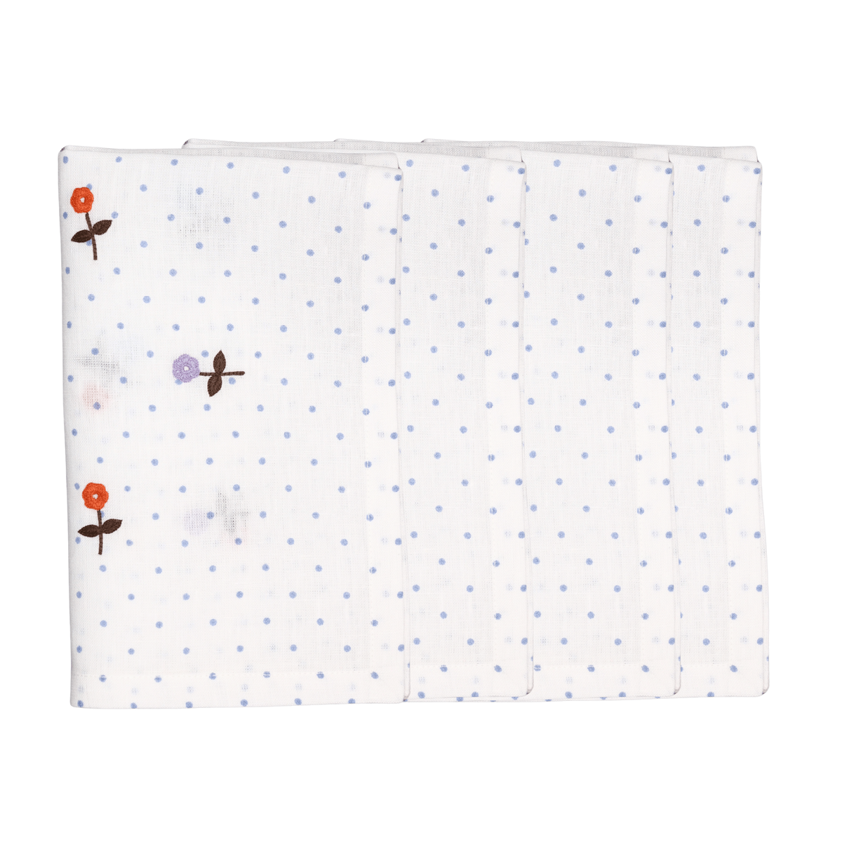 Hand Embroidered Flower Confetti Napkins 18" x 18" (Set of 4)