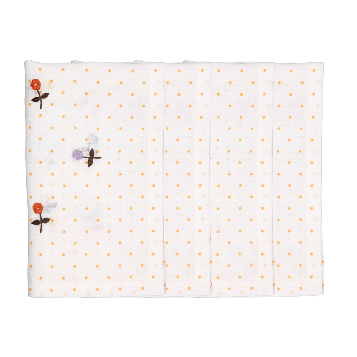 Hand Embroidered Flower Confetti Napkins 18" x 18"  (Set of 4)