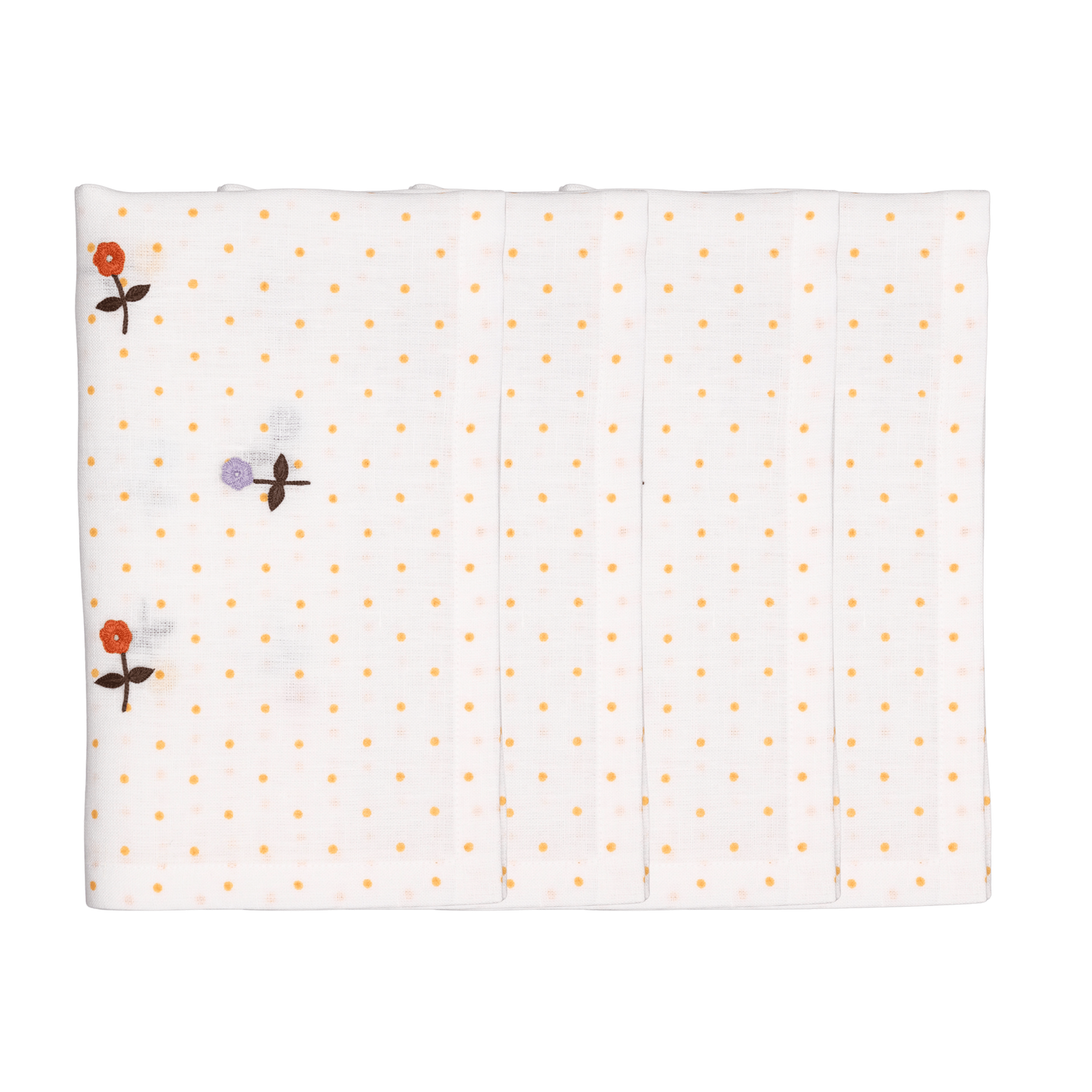 Hand Embroidered Flower Confetti Napkins 18" x 18"  (Set of 4)