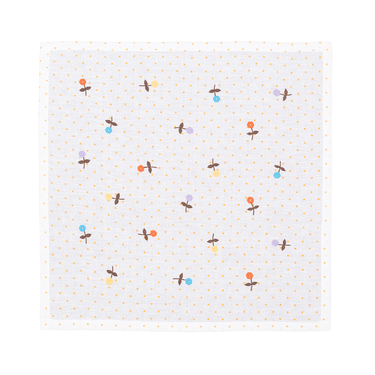 Hand Embroidered Flower Confetti Napkins 18" x 18"  (Set of 4)