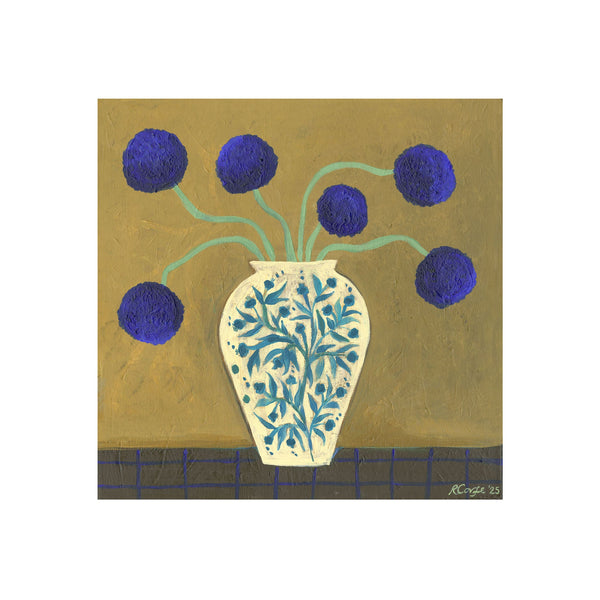 Blue Allium Vase Art Print