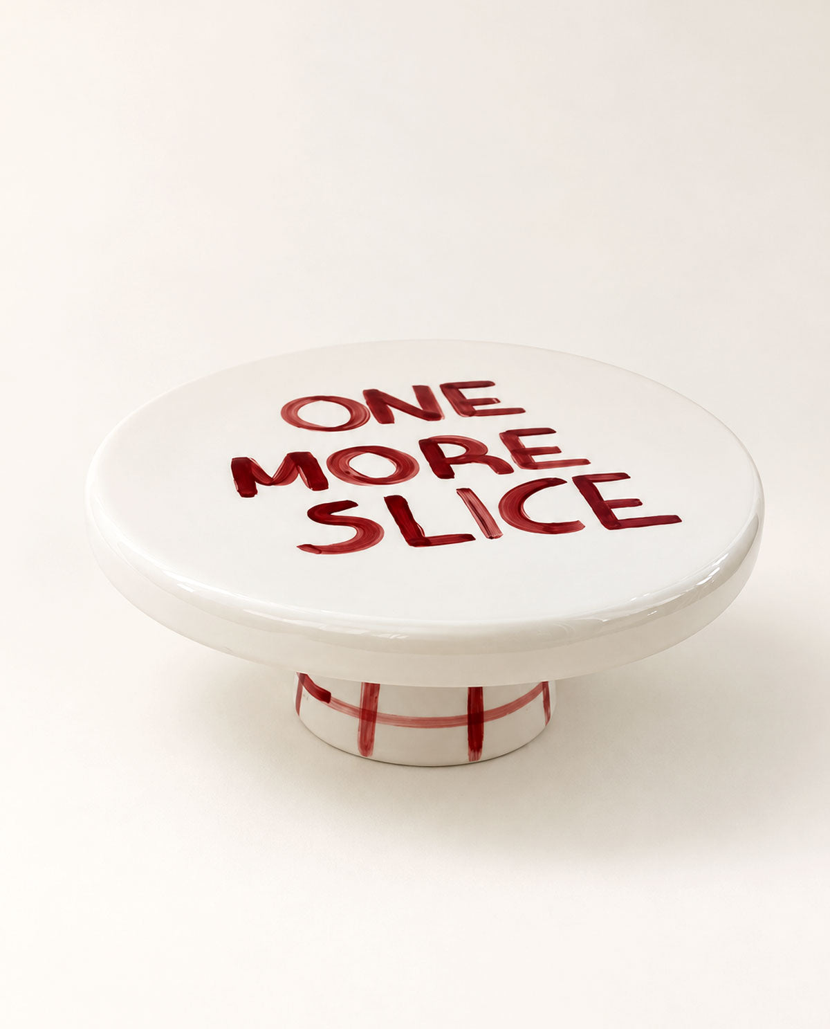 One More Slice Hand-Painted Ceramic Cake Stand - Pomona