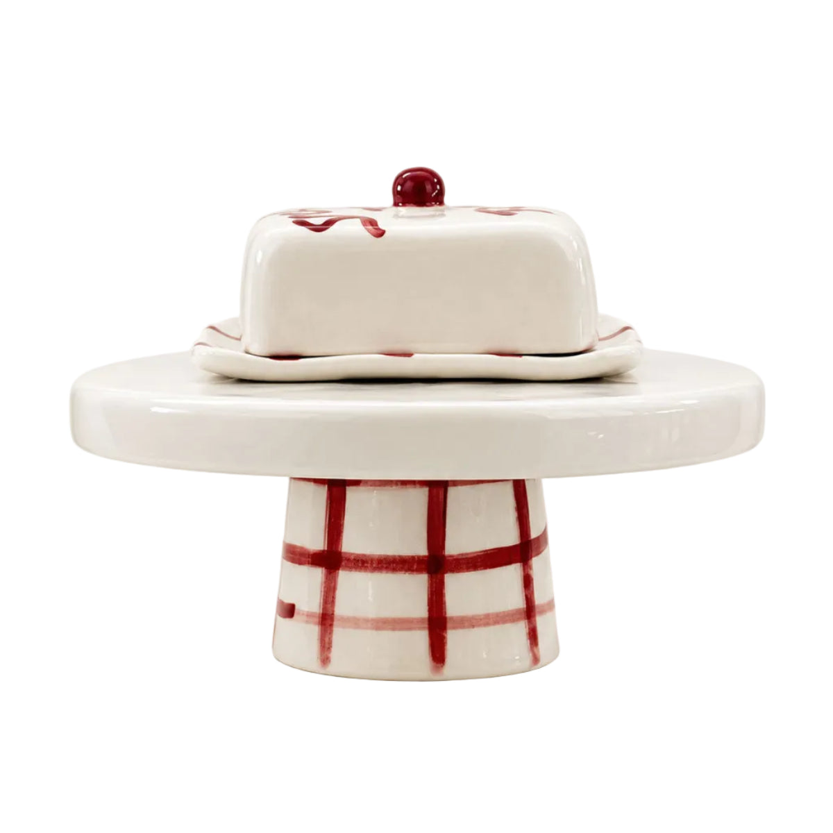 One More Slice Hand-Painted Ceramic Cake Stand - Pomona