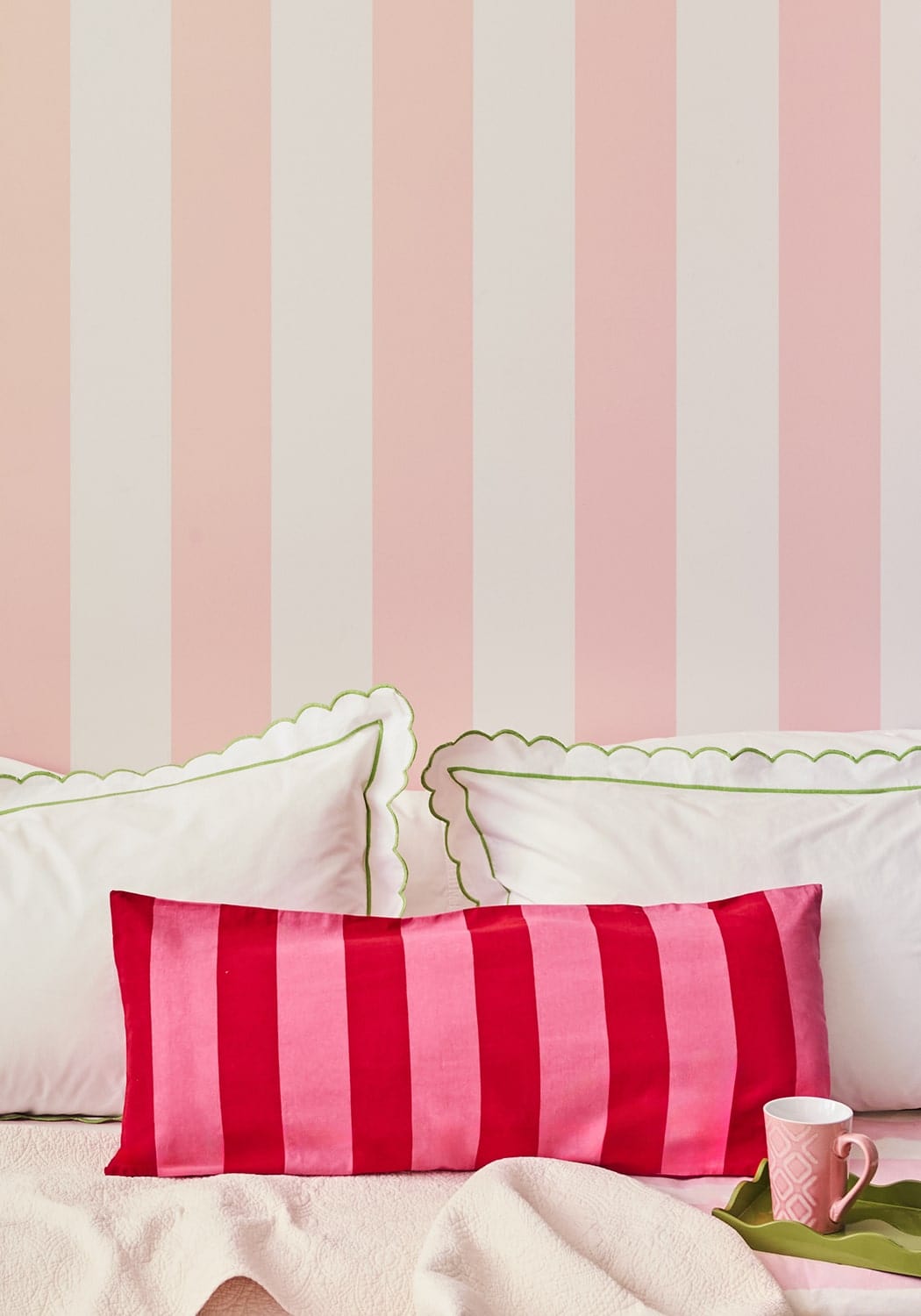 Poppy Raspberry Cabana Stripe Long Lumbar Cushion Cover - Casa by Josephine Jenno