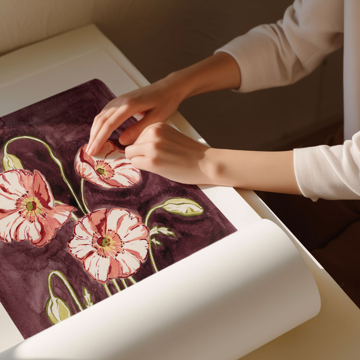 Poppy art print rolled image