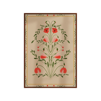 pretty floral poppies art print red and pink poster william morris symmetry