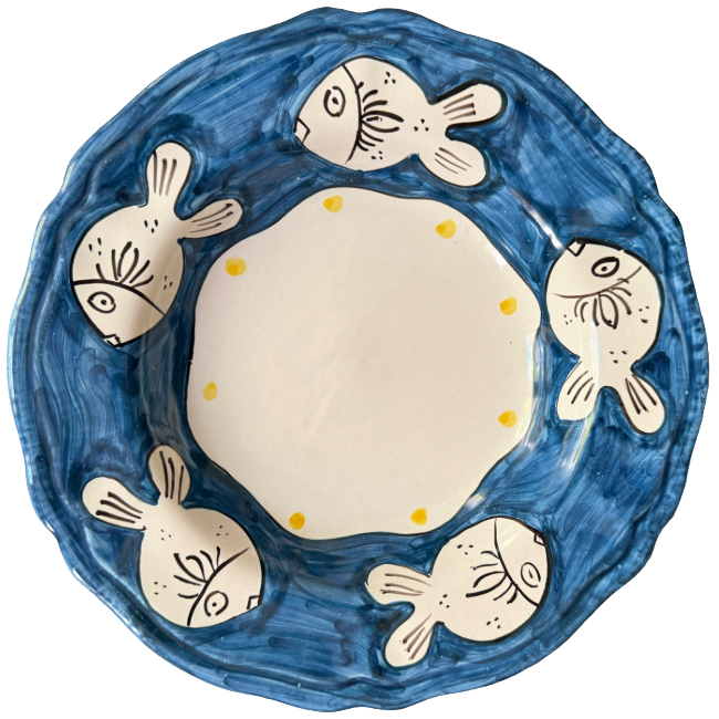 Positano Blue Fish Pasta Bowl - 24cm