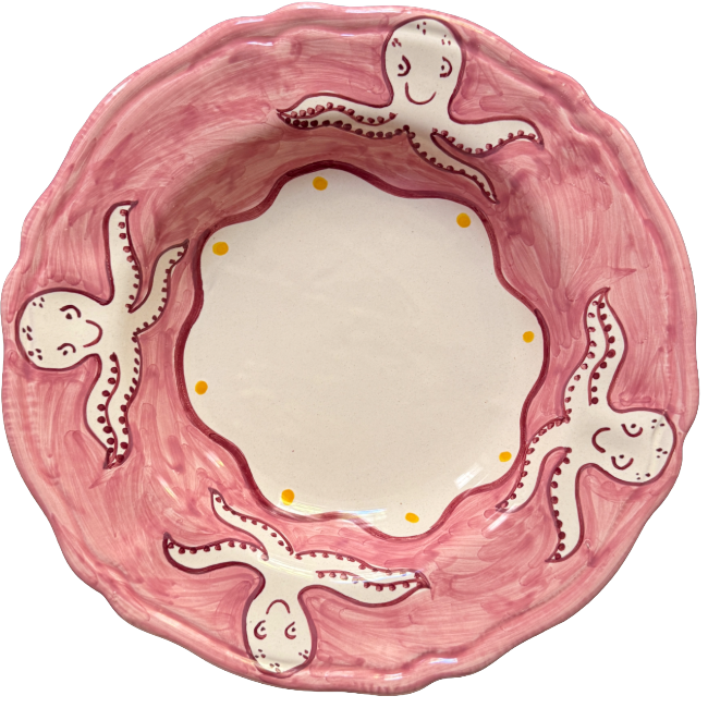 Positano Pink Octopus Pasta Bowl - 24cm