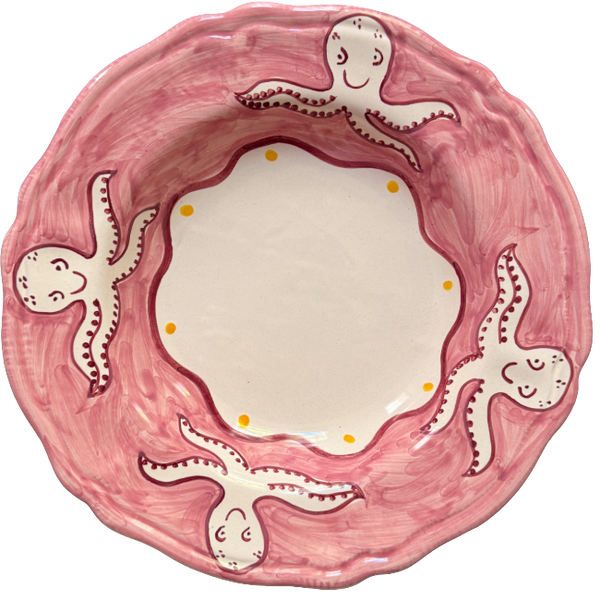 Positano Pink Octopus Pasta Bowl - 24cm
