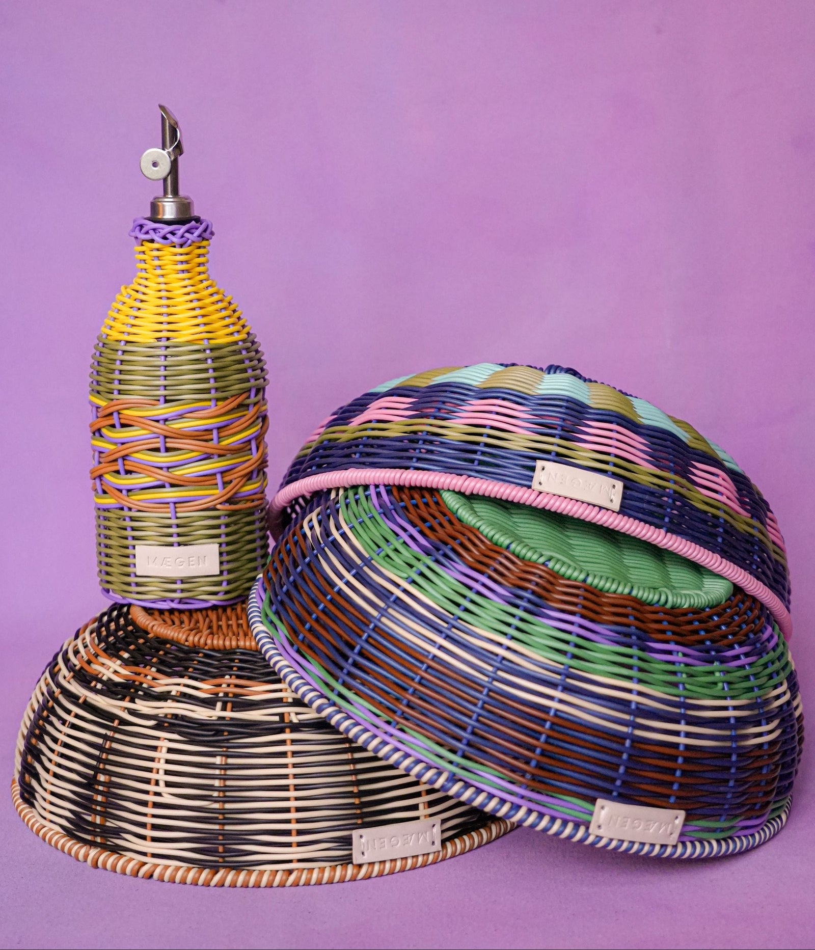 Woven Oil Pourer | Yellow & Lilac-