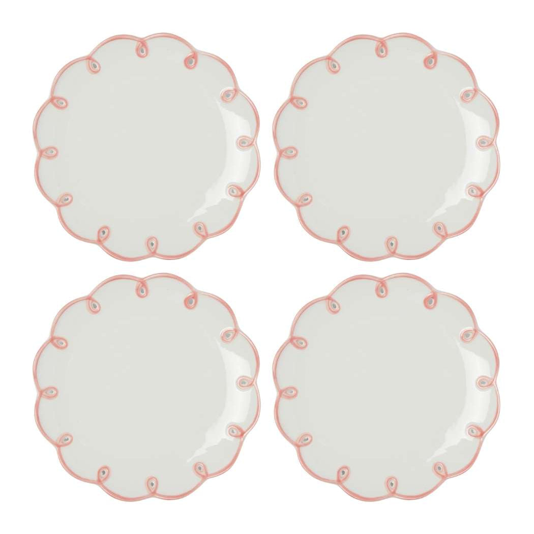 Pretty in Pink Scalloped Plates - Set of 4 Side Plates - Casa by Josephine Jenno