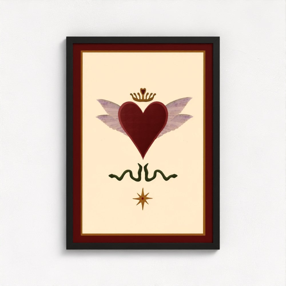 Queen of Hearts art print — framed print mock-up, alternative frame colour, view 4