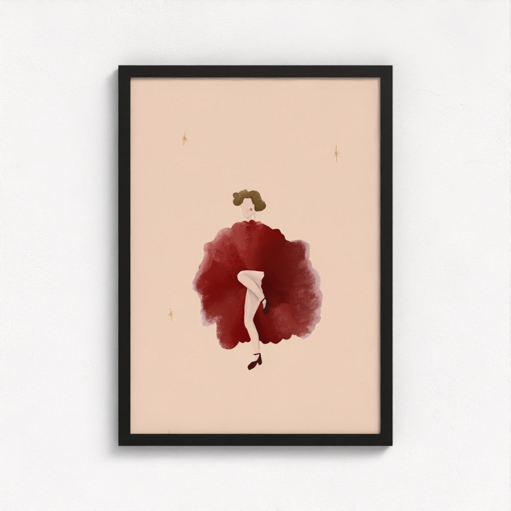 The Lady in Red art print — framed print mock-up, alternative frame colour, view 4