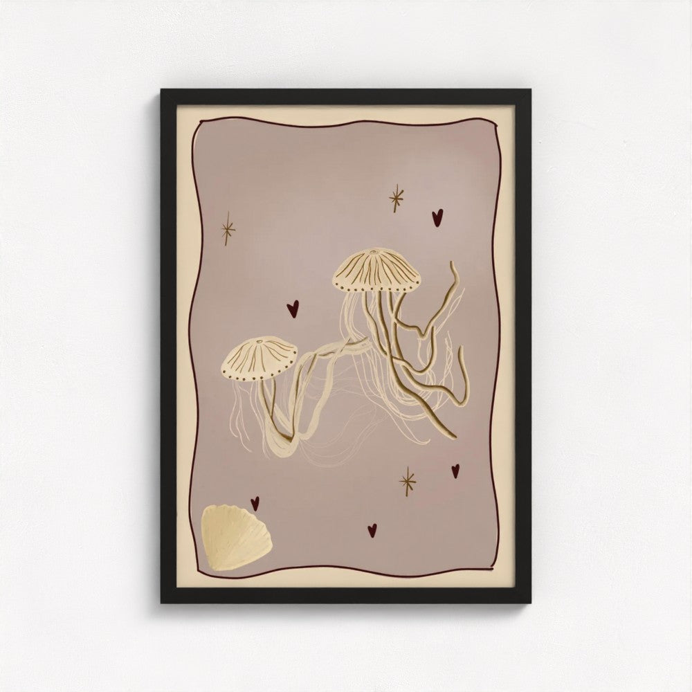 The Jellyfish art print — framed print mock-up, alternative frame colour, view 5