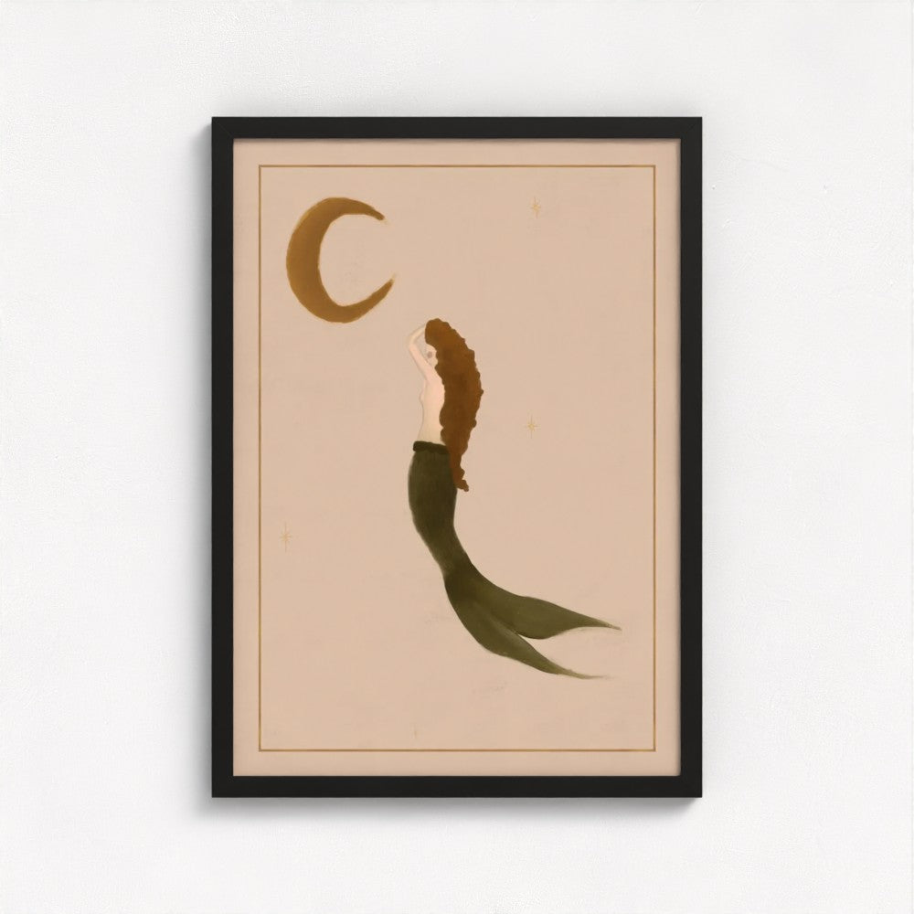 The Mermaid and The Moon Art Print