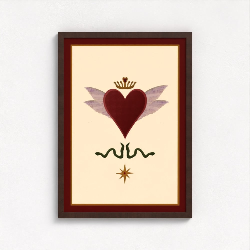Queen of Hearts art print — framed print mock-up, alternative frame colour