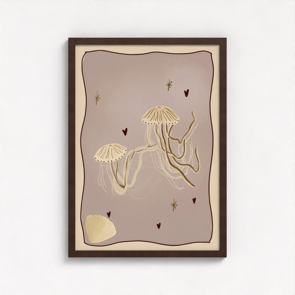 The Jellyfish art print — framed print mock-up, alternative frame colour, view 2