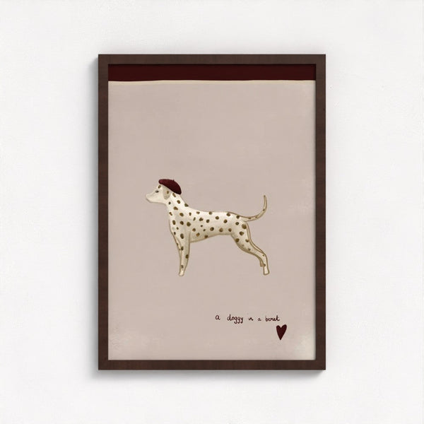 A Doggy in a Beret Art Print