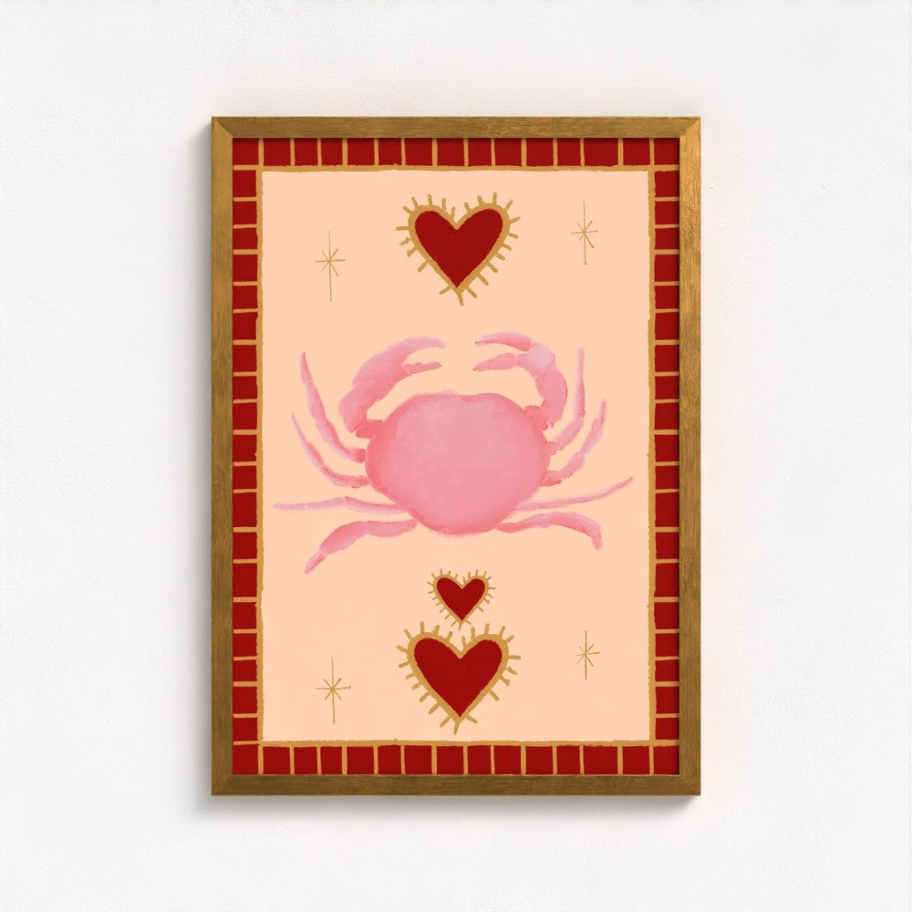 Le Crab art print — framed print mock-up, alternative frame colour