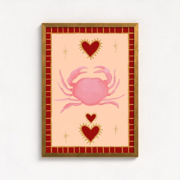 Le Crab art print — framed print mock-up, alternative frame colour
