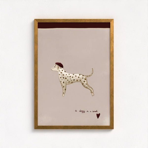 A Doggy in a Beret Art Print