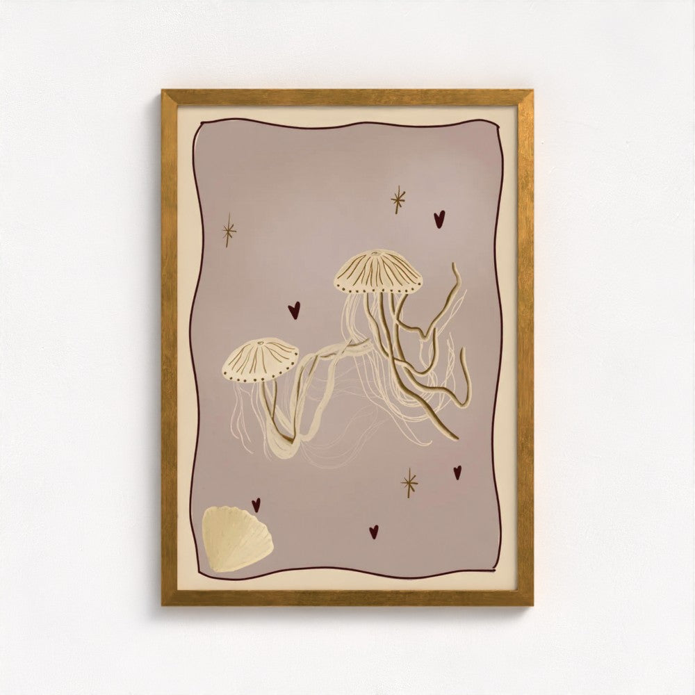 The Jellyfish art print — framed print mock-up, alternative frame colour