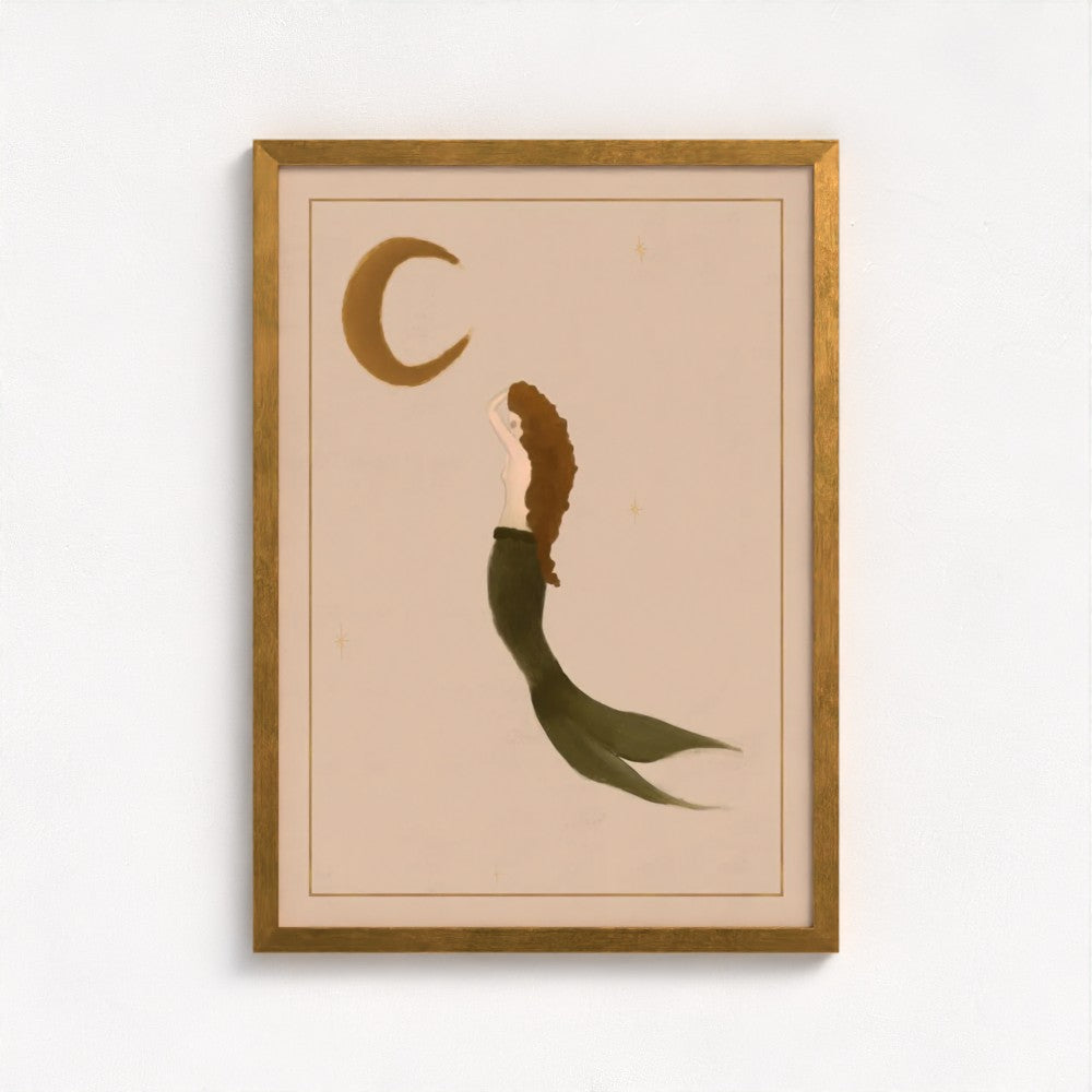 The Mermaid and The Moon Art Print