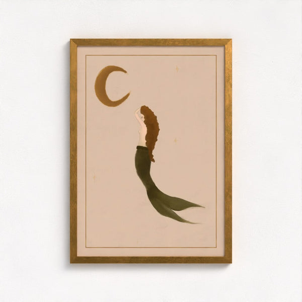 The Mermaid and The Moon Art Print