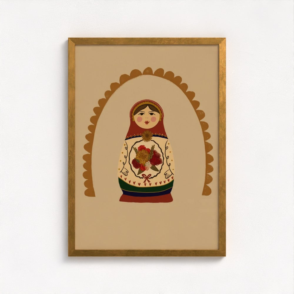 Russian Doll art print — framed print mock-up, alternative frame colour, view 3
