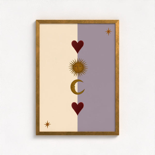 Sun, Moon and Heart Art Print