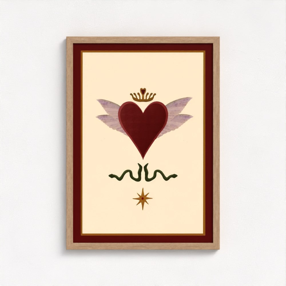 Queen of Hearts art print — framed print mock-up, alternative frame colour, view 2