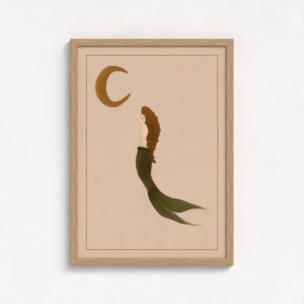The Mermaid and The Moon Art Print