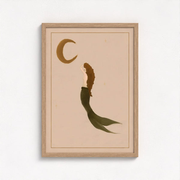 The Mermaid and The Moon Art Print