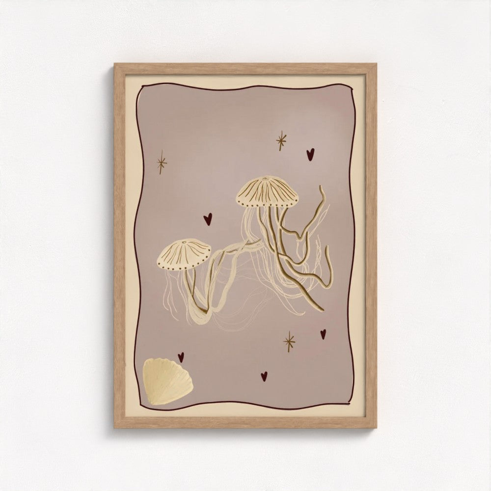 The Jellyfish art print — framed print mock-up, alternative frame colour, view 3