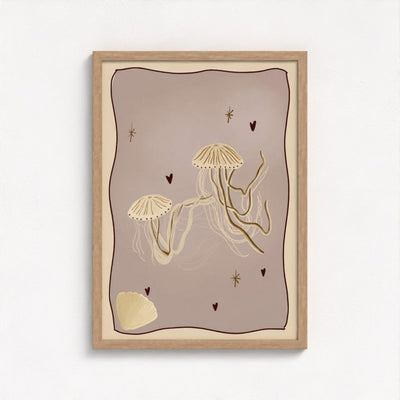 The Jellyfish art print — framed print mock-up, alternative frame colour, view 3
