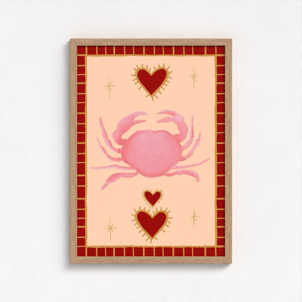 Le Crab art print — framed print mock-up, alternative frame colour, view 2