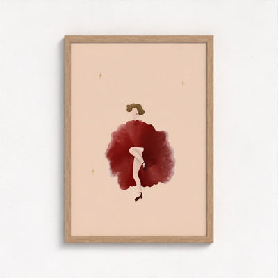 The Lady in Red art print — framed print mock-up, alternative frame colour