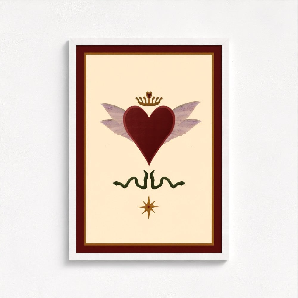 Queen of Hearts art print — framed print mock-up, alternative frame colour, view 3